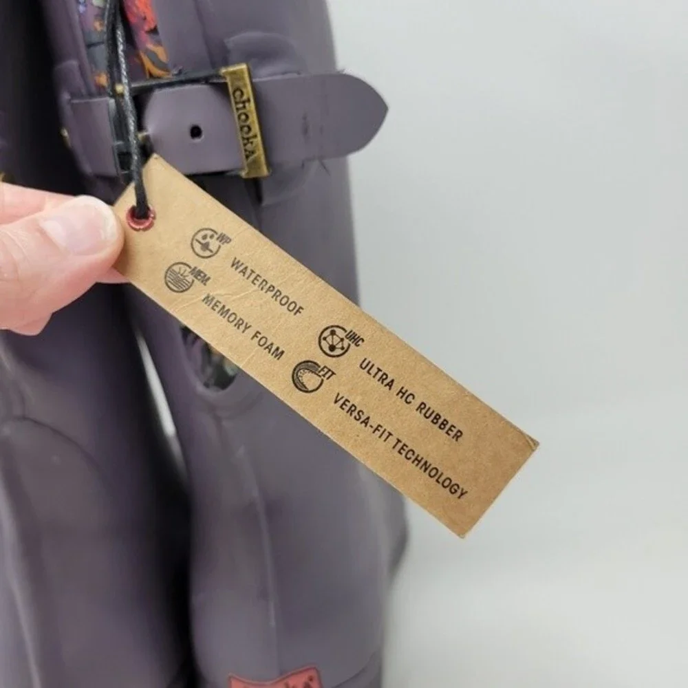 NWOB Chooka's Versa Prima Wide Calf Mulberry Rainboots 6‎